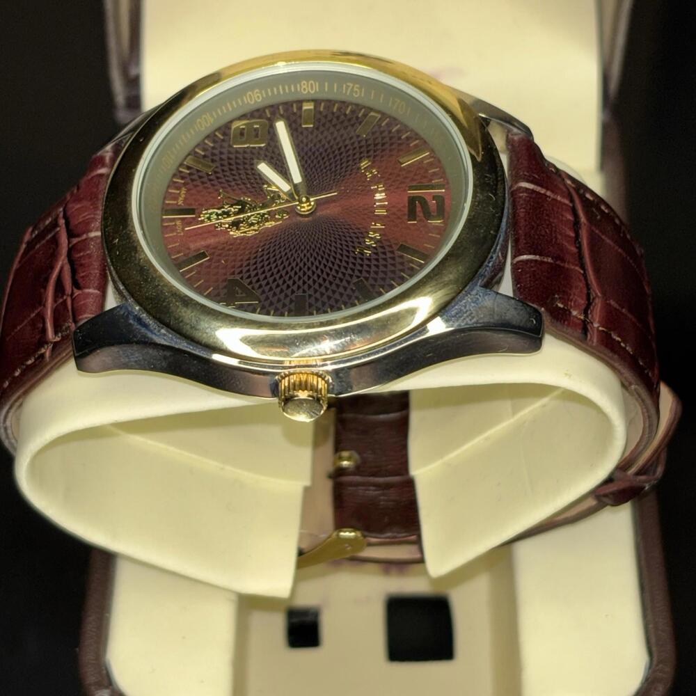 U.S. Polo Assn. Men's Brown Dial Watch with Gold-Tone Bezel In Gift Box - Picture 6 of 9